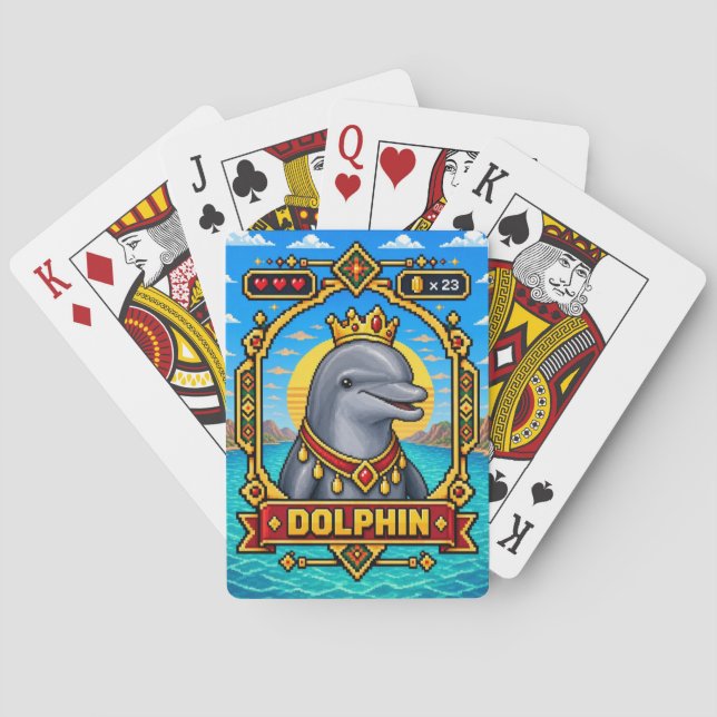 Jeu De Cartes Dauphin Rétro Pixel Art 8-Bit (dos)