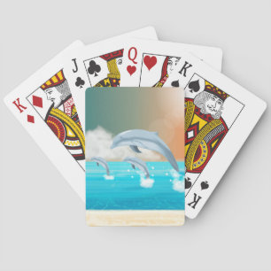 Jeu De Cartes dauphins faisant des sauts dans l'océan     