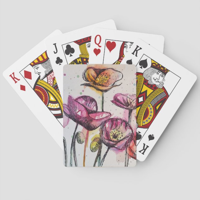 Jeu de cartes de jeu de couleur d'aquarelle violet (dos)