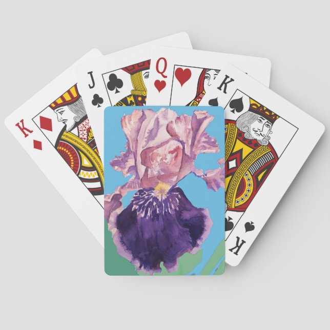 Jeu de cartes de jeu violet Iris Flower (dos)