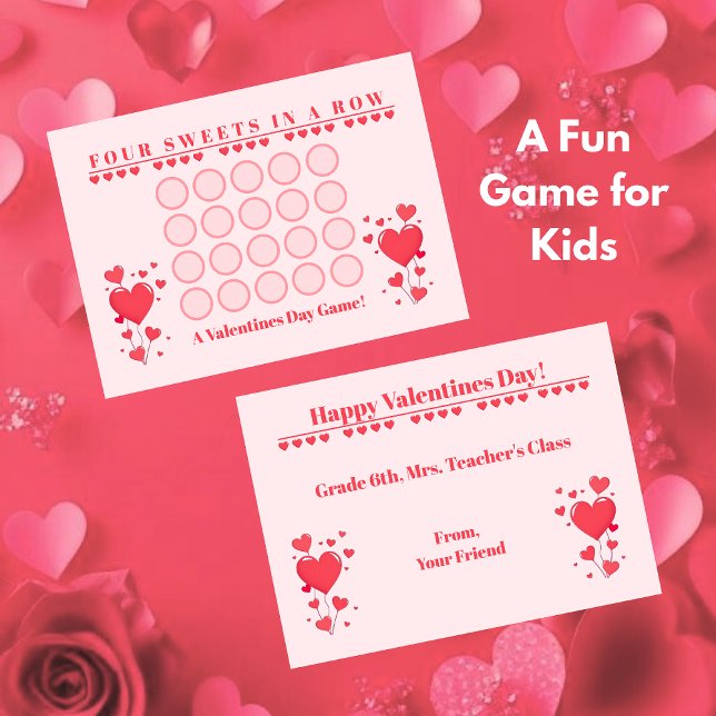 Jeu de cartes de la Saint-Valentin en classe - Qua (Valentine's Day Card Game-Four in a Row-kids-classroom)