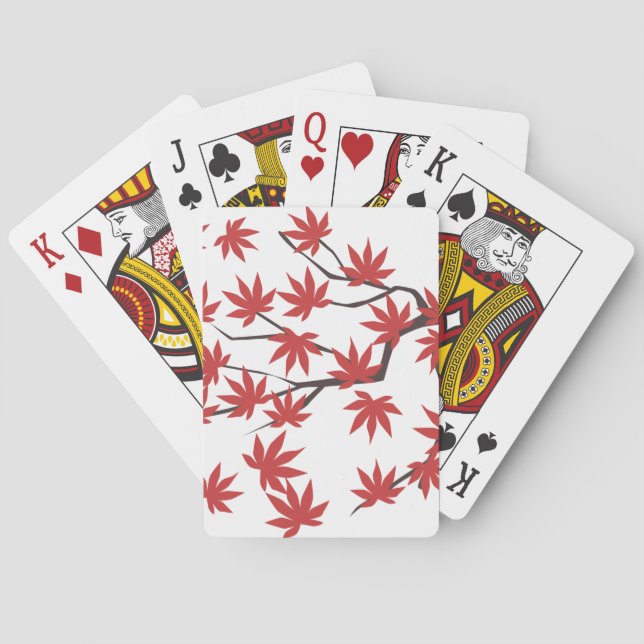Jeu de cartes de Noël feuilles rouges (dos)