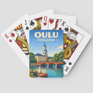 Jeu de cartes de Oulu Finlande Art de voyage vinta