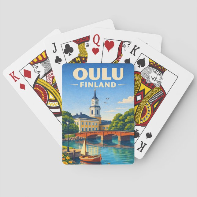 Jeu de cartes de Oulu Finlande Art de voyage vinta (dos)