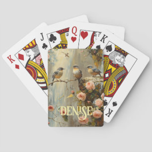 Jeu De Cartes Deck Fleurs Roses Roses Oiseaux 