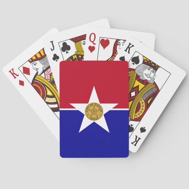 Jeu De Cartes Deck Playing Cards with Flag of Dallas, USA (dos)