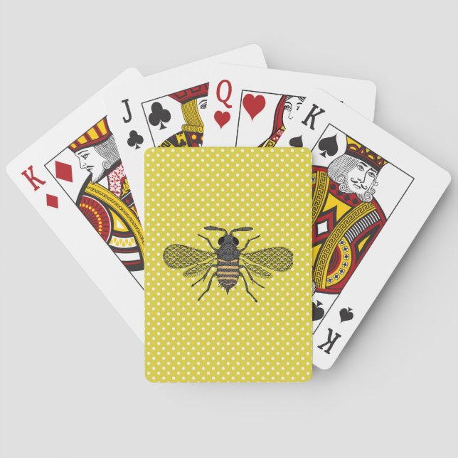 Jeu De Cartes Décor cadeau Motif BEE Jaune Polkadot tendance Nou (dos)
