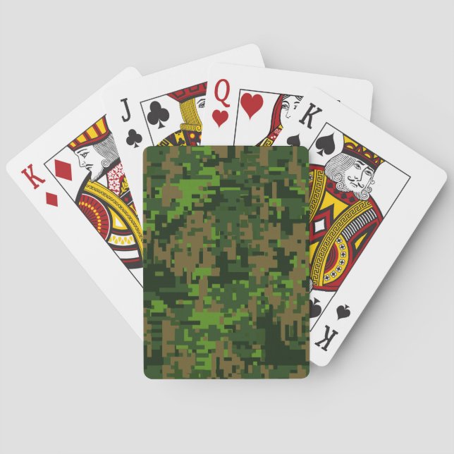 Jeu De Cartes Décor de camouflage vert numérique de style forest (dos)