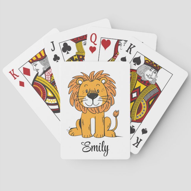 Jeu De Cartes Décor de lion en caricature mignonne (dos)