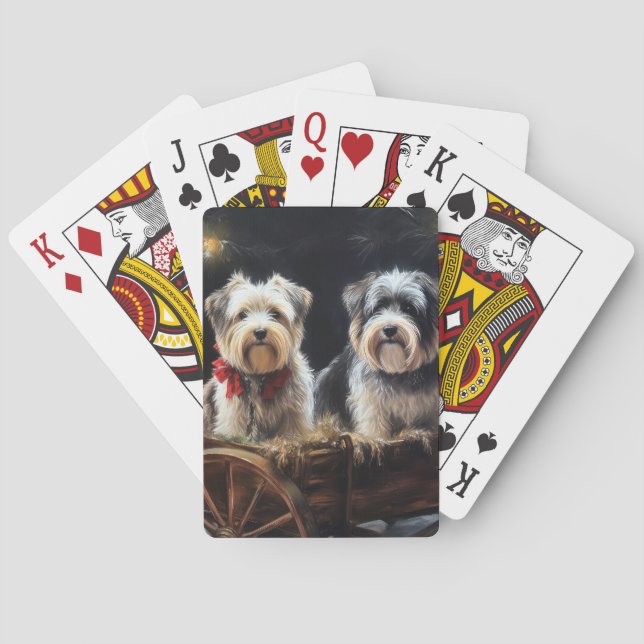 Jeu De Cartes Décor de Noël du Biewer Terrier Snowy Sleigh (dos)