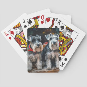 Jeu De Cartes Décor de Noël Schnauzer Snowy Sleigh