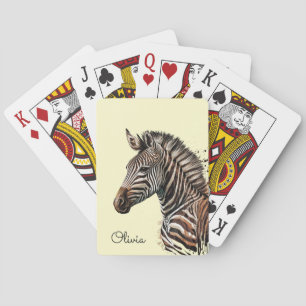 Jeu De Cartes Décor de tête de zèbre aquarelle