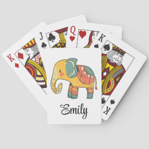 Jeu De Cartes Décor d'éléphant de caricature coloré mignon