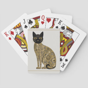 Jeu De Cartes Décor doré Gustav Klimt Style Chat Noir Art