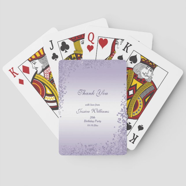 Jeu De Cartes Décoration Parties scintillant violet parkly Anniv (dos)