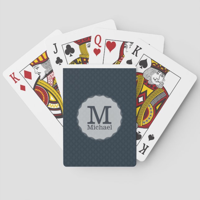 Jeu De Cartes Deep Classic Navy Custom Monogram Playing Cards (dos)