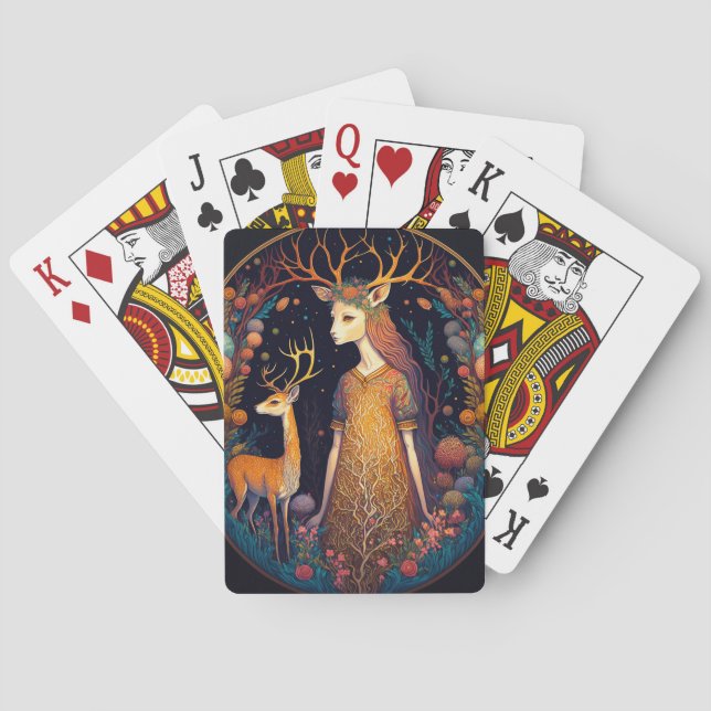 Jeu De Cartes Deer Lady Imaginaire Art Jouer Cartes (dos)