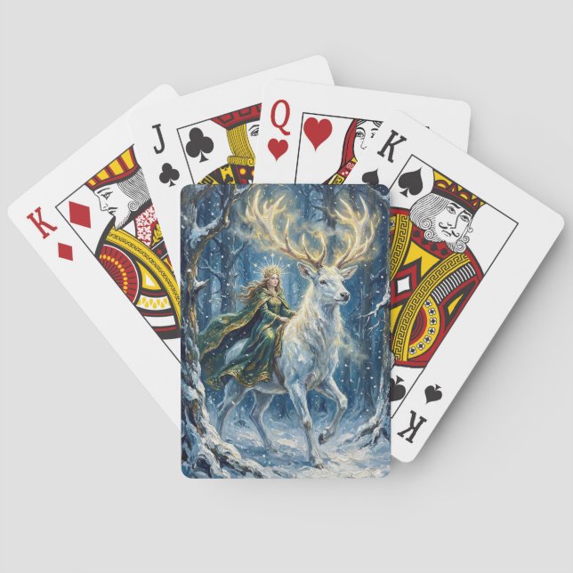 Jeu De Cartes Déesse celtique & Cerf blanc lumineux (dos)