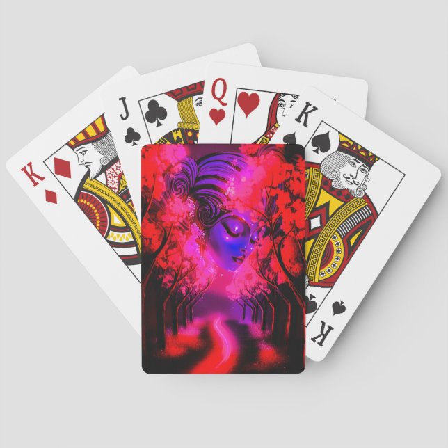 Jeu De Cartes Déesse néon dans une forêt enchantée (dos)