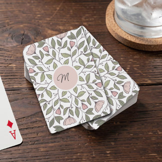 Jeu De Cartes Delicate Floral Custom Monogram 
