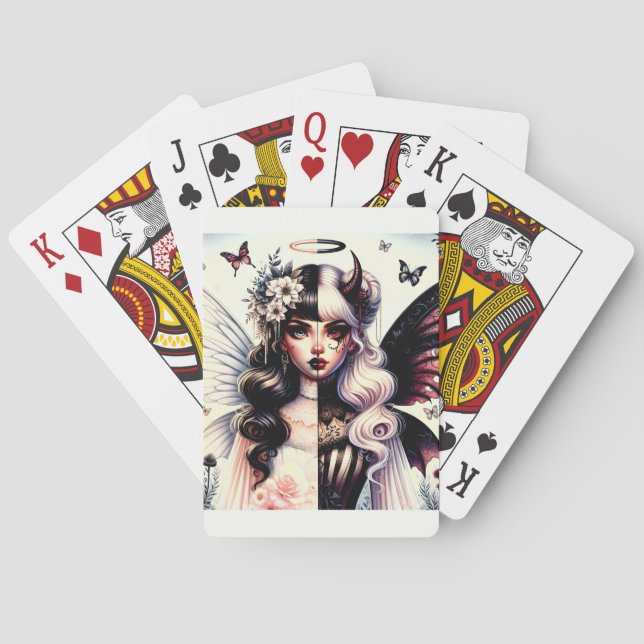 Jeu De Cartes Demi Ange Diable Beauté Sombre Fée Aile Brisée  (dos)