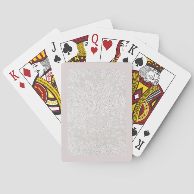 Jeu De Cartes Dentelle décorative rose sur fond blanc (dos)