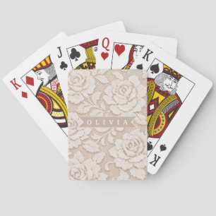 Jeu De Cartes Dentelle d'ivoire personnalisée Élégante Mariée Vi