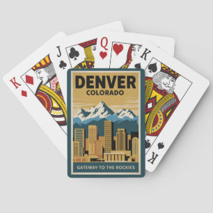 Jeu De Cartes Denver Colorado Skyline Travel Art Vintage