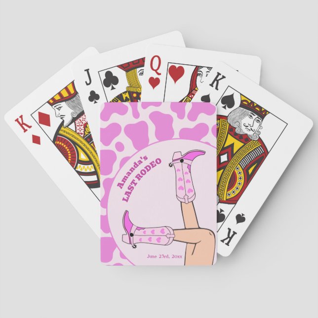 Jeu De Cartes Dernière Fête de Fiançailles de Cowgirl Rose Vache (dos)