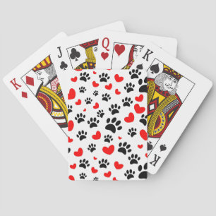 Jeu De Cartes Des Empreintes de pattes De Chiens Au Hasard Et De