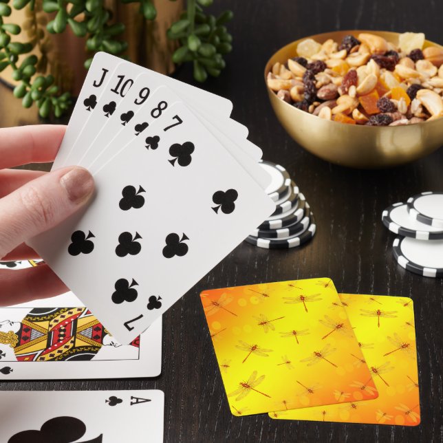 Jeu De Cartes Des libellules jaunes dorées volent, (In Situ)