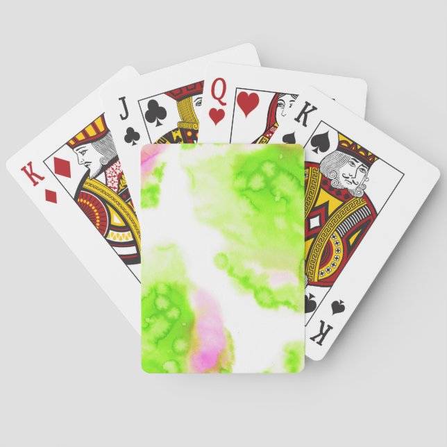 Jeu De Cartes Design abstrait aite aquarelle. Peinture rose et v (dos)