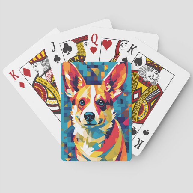 Jeu De Cartes Design Abstrait et Curieux d'Art Pop Corgi (dos)