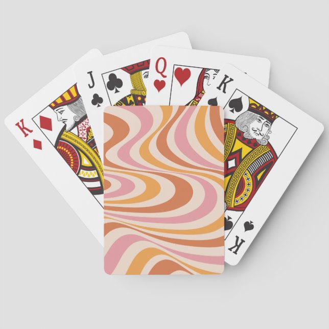 Jeu De Cartes Design abstrait rose et orange (dos)