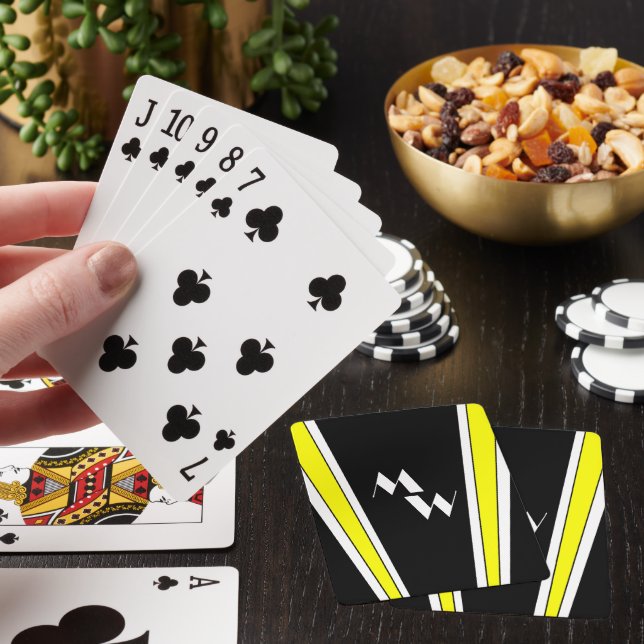 Jeu De Cartes Design Art Déco Noir Et Jaune Monogramme (In Situ)