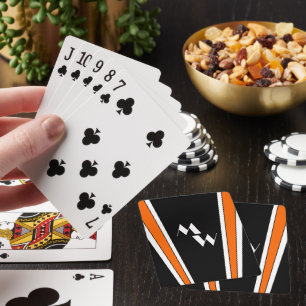 Jeu De Cartes Design Art Déco Noir Et Orange Monogramme