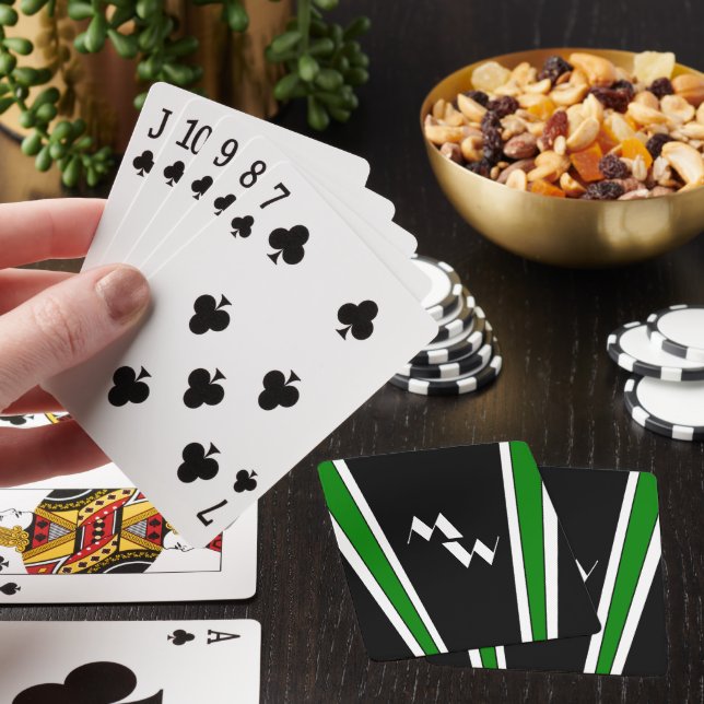 Jeu De Cartes Design Art Déco Noir Et Vert Monogramme (In Situ)