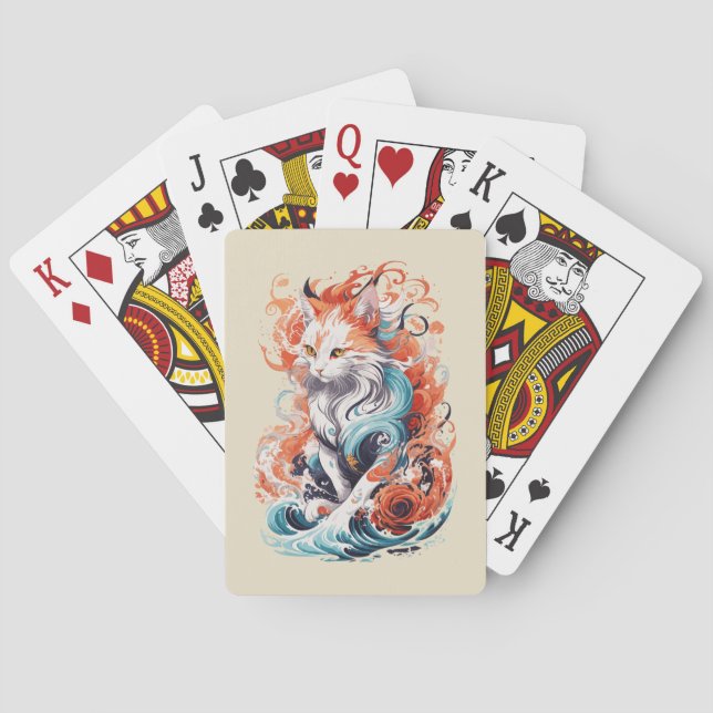 Jeu De Cartes Design Chat Cute Dans Le Style Traditionnel Néo (dos)