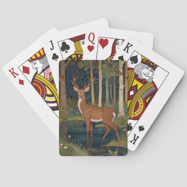 Jeu De Cartes Design de cerfs de bois Rustique Boho Forêt de ver (dos)