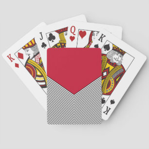 Jeu De Cartes Design de chevrons noir et blanc et triangle rouge