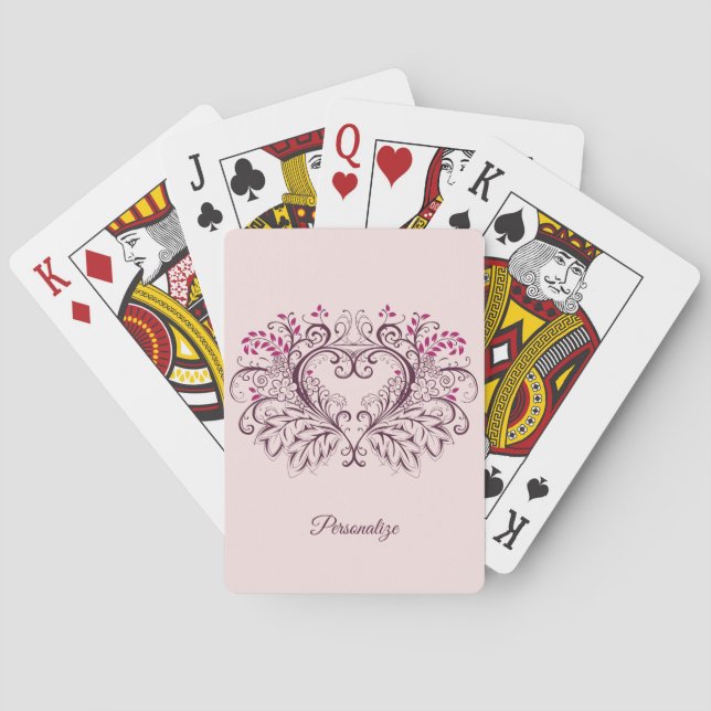 Jeu De Cartes Design de coeur ornemental élégant Personnalisé (dos)