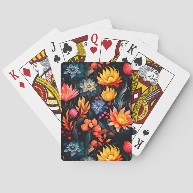 Jeu De Cartes Design de fleurs d'art (dos)