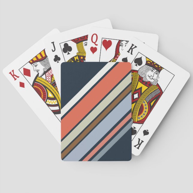 Jeu De Cartes Design de rayures de style rétro diagonale (dos)