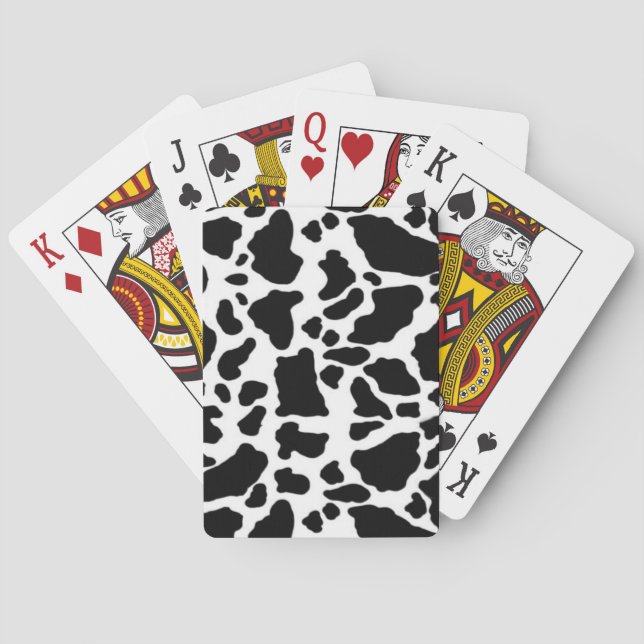 Jeu De Cartes Design d'impression de vache, noir et blanc (dos)