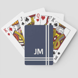 Jeu De Cartes Design élégant bleu marine et rayures blanches