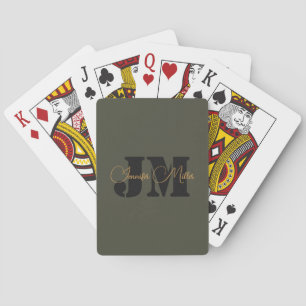 Jeu De Cartes Design élégant minimaliste olives foncé monogramme