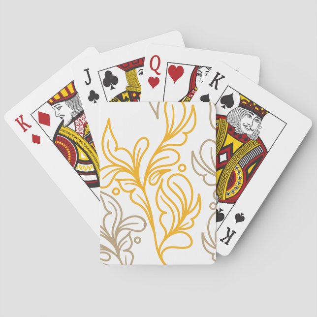 Jeu De Cartes Design en feuille Boho d'or (dos)