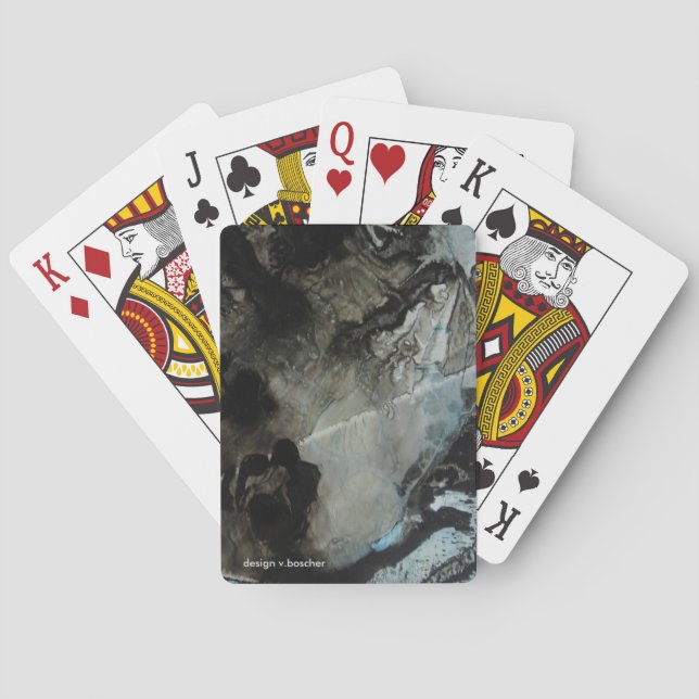 JEU DE CARTES DESIGN ENCRE GRISE ET BLEUE (dos)