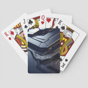 Jeu De Cartes Design Géométrique Moderne Noir & Gris, Nom Blanc