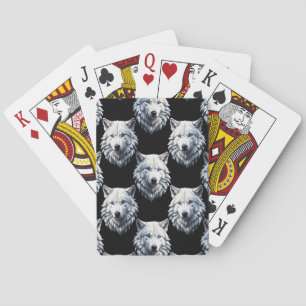 Jeu De Cartes Design Motif de tête de loup blanc